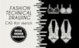 design a professional fashion technical drawing for clothing