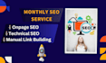 complete monthly SEO service with high quality backlinks, on page and off page