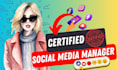 manage social media accounts, facebook, tiktok, threads, twitter and instagram