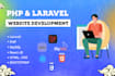 develop a website using PHP, laravel, html, react js, mysql