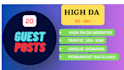 provide guest posting service with high domain authority SEO backlinks