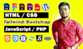 do psd pdf figma to html bootstrap javascript tailwind css conversion in 24 hour