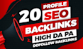 build 20 high da 90 profile white hat manually SEO backlinks