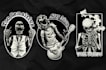draw skull and skeleton based t shirt design in tattoo style