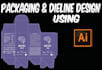 create packaging, sticker   dieline, cut out, cutline using illustrator