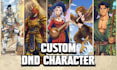 draw dnd character art, fantasy character illustration and concept art