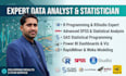 do r programming,data analysis,rstudio,spss, rapidminer,excel,weka,sas,power bi
