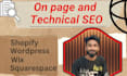 optimize on page for shopify wordpress website to rank