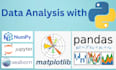 do data analysis with python, pandas, numpy, matplotlib, jupyter