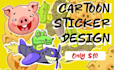 design amazing cartoon sticker illustration