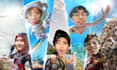 design a caricature with a custom background