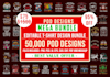 send 50k tshirt designs editable print on demand bundle pod