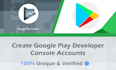 create google play console developer account to publish apps