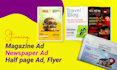 do magazine ad, newspaper ad design, half page ad, flyer
