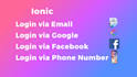 implement login via email google facebook in ionic apps