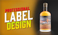design professional wine, gin, vodka, and beer bottle labels