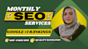 provide monthly SEO service for 1st page google rankings