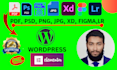 convert your PDF, PSD, png, jpg, xd, or figma file to a wordpress website