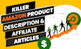 write SEO friendly amazon affiliate articles for you