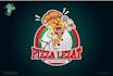 design food restaurant singing pizza mascot logo