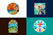 design stained glass, mosaic logo and illustration
