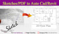 redraw 2d plan from image or sketch to digital form in revit and autocad