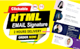do clickable email signature or html signature or outlook , gmail signature