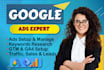 setup  ROI focused google ads campaign, adwords PPC search ads