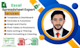 design excel spreadsheet, google sheets, dashboard,charts, pivottable and macros