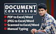convert pdf to word, convert pdf to excel, typing, handwriting to word or excel