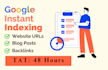 provide instant google indexing for website urls, backlinks