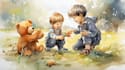 create watercolor illustrations for children book, landscape