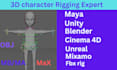 do 3d character rigging in maya, cinema 4d, blender, and unity