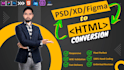 convert figma to HTML PSD to HTML CSS with responsive website using bootstrap 5