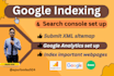 provide google indexing and search console set up service
