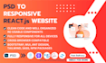 convert PSD design to responsive react website using bootstrap, material UI