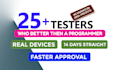 provide 12 testers or 20 testers for google play closed testing with guides