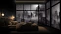 create dark luxury apartment rain video