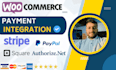 integrate stripe,paypal,square payment gateway with woocommerce