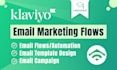 setup klaviyo email flows and design klaviyo template