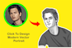 draw cartoon  vector portrait illustrations and minimalist flat face avatars