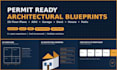 architect city permit blueprints, 2d floor plan, adu, garage, deck, house, patio