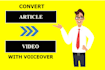 convert blogpost, article, text to youtube or tiktok video with voice over