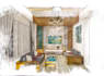 hand draw architectural interior and conceptual sketch
