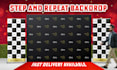 design step and repeat, backdrop, event banner from logo