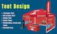 design tent, table cover, flag and canopy tent