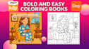 create coloring book pages and book cover for adults kids