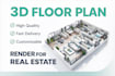 create professional 3d floor plan rendering