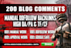 200 blog comments with high quality backlinks and dofollow