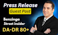 publish press release guest post on high da PR sites with do follow backlinks